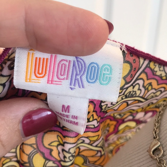 Lularoe Carly in heathered pink, Lindsay patterned - Picture 3 of 4